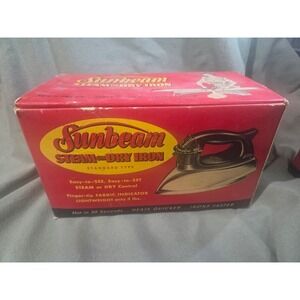 Vintage Sunbeam Steam or Dry Iron Standard Type with Original Box Made in USA
